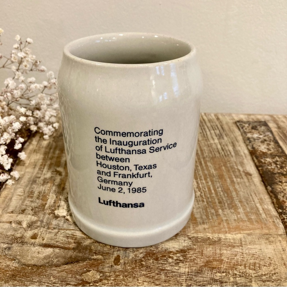 Vintage Lufthansa Stoneware Commemorative Beer Stein Houston - Frankfort 1985 - Picture 2 of 11